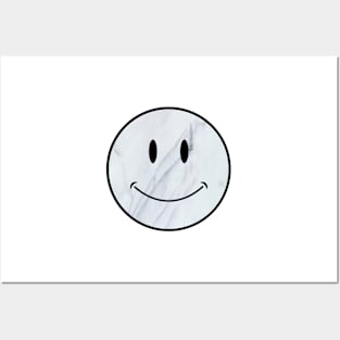 white and gray marble smiley face Posters and Art